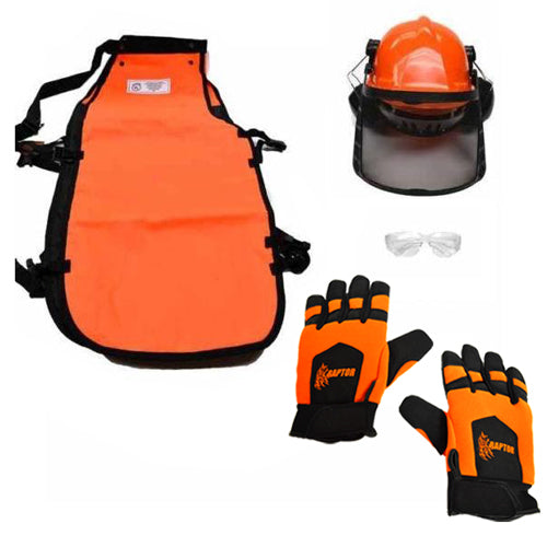 Chainsaw Safety Kit w/ Large Kevlar Woodcutters Gloves