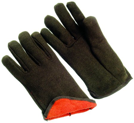 12 pares - Guantes de jersey marrón con forro polar - Grande