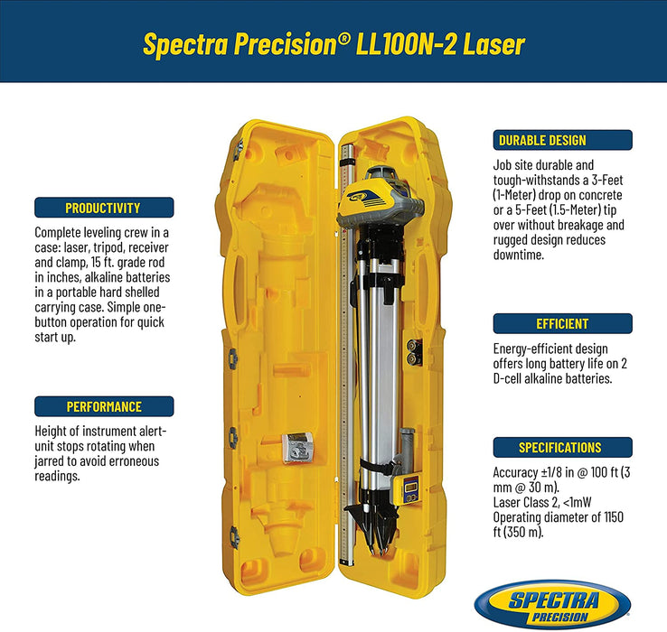 Spectra Precision LL100N-2 Laser Level Kit — Russo Power Equipment