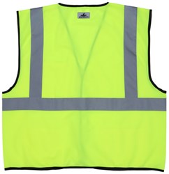 MCR Safety VCL2SL-2XL Hi Vis Reflective Lime Safety Vest Meets ANSI Type R Class 2 Standards  Solid Fabric with 2 Inch Silver Stripes Hook and Loop Front Closure
