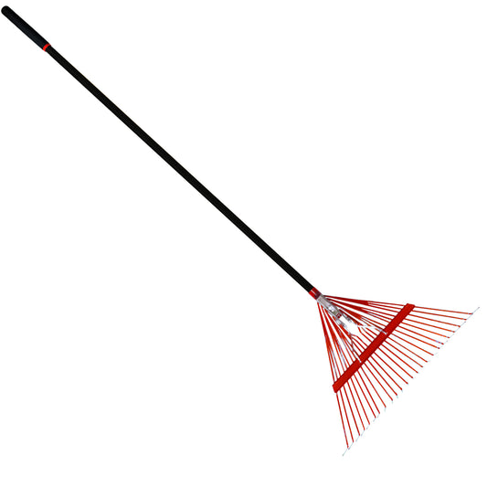 Russo 24-Tine Leaf Rake w/ 48 In. Steel Handle - Red