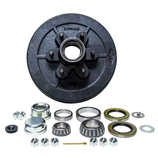 Russo RP92655-15123KIT 12 pulgadas. x 2 pulgadas. Kit de tambor de cubo de freno de remolque 6 en 5,5 pulgadas. Eje 5200 6000 lbs con rodamientos